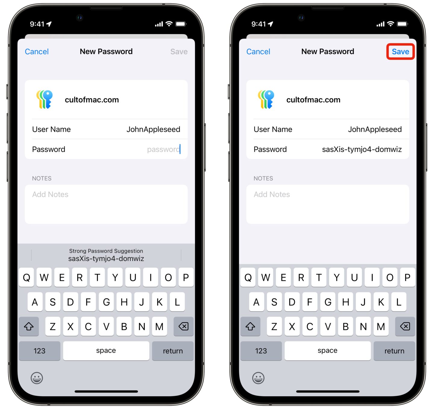 Creating a new password