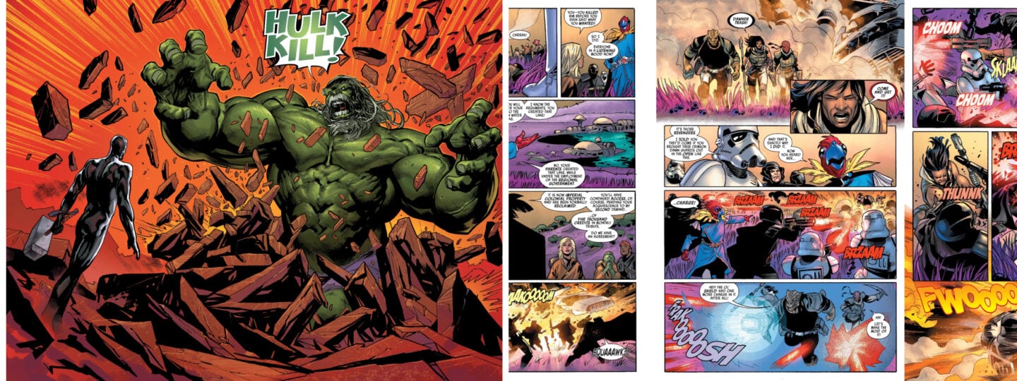 Screenshot shows comics (Hulk and Star Wars) in the BookFusion app, which offers native CBZ/CBR support.