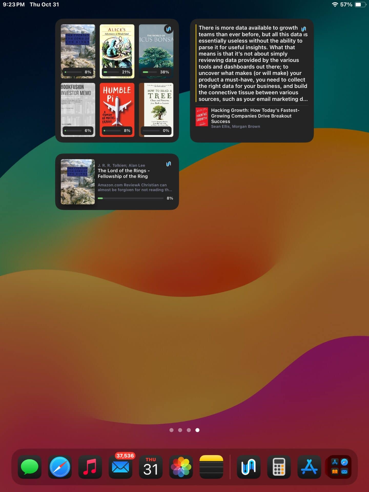 Screenshot of BookFusion widgets