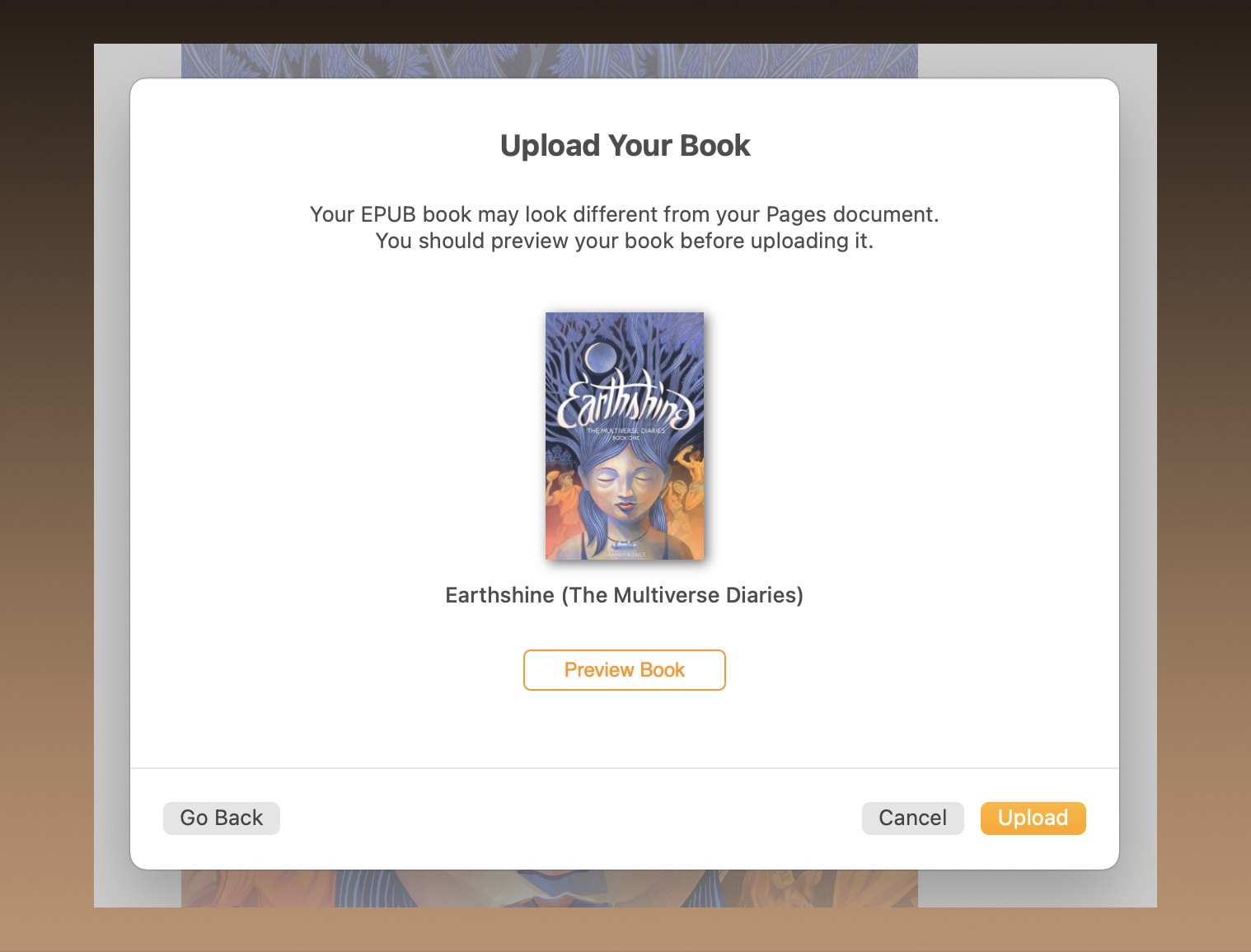 When your ebook is uploaded you'll be given a final chance to check it.