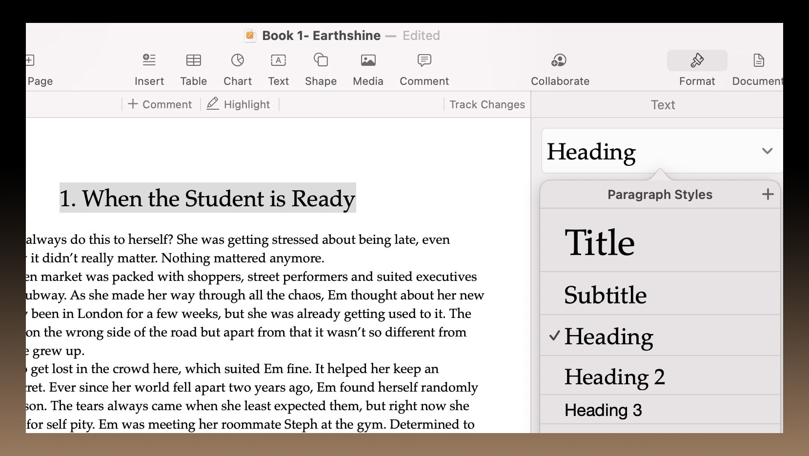 Format your document using Paragraph Styles