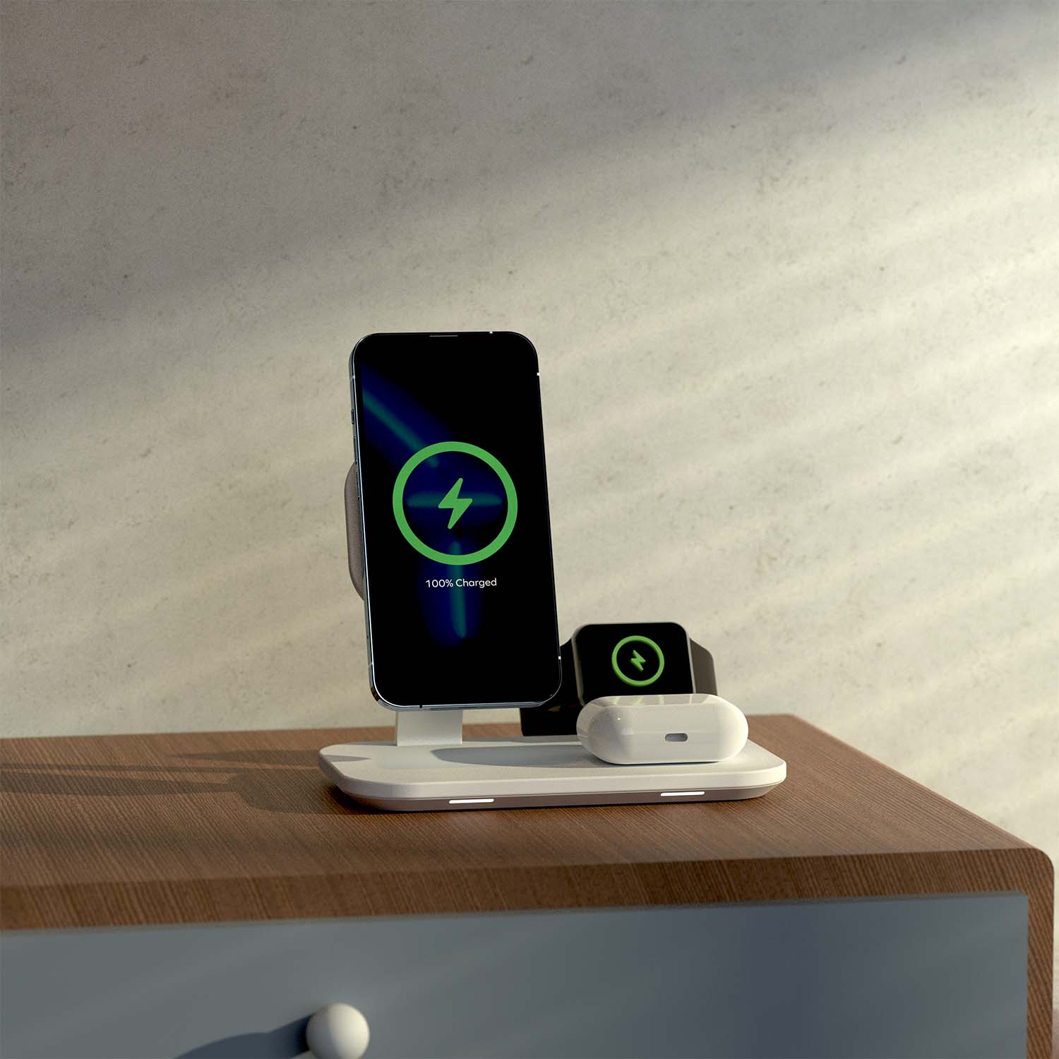 The Momax UD26 charges an iPhone, AirPods case and Apple Watch.