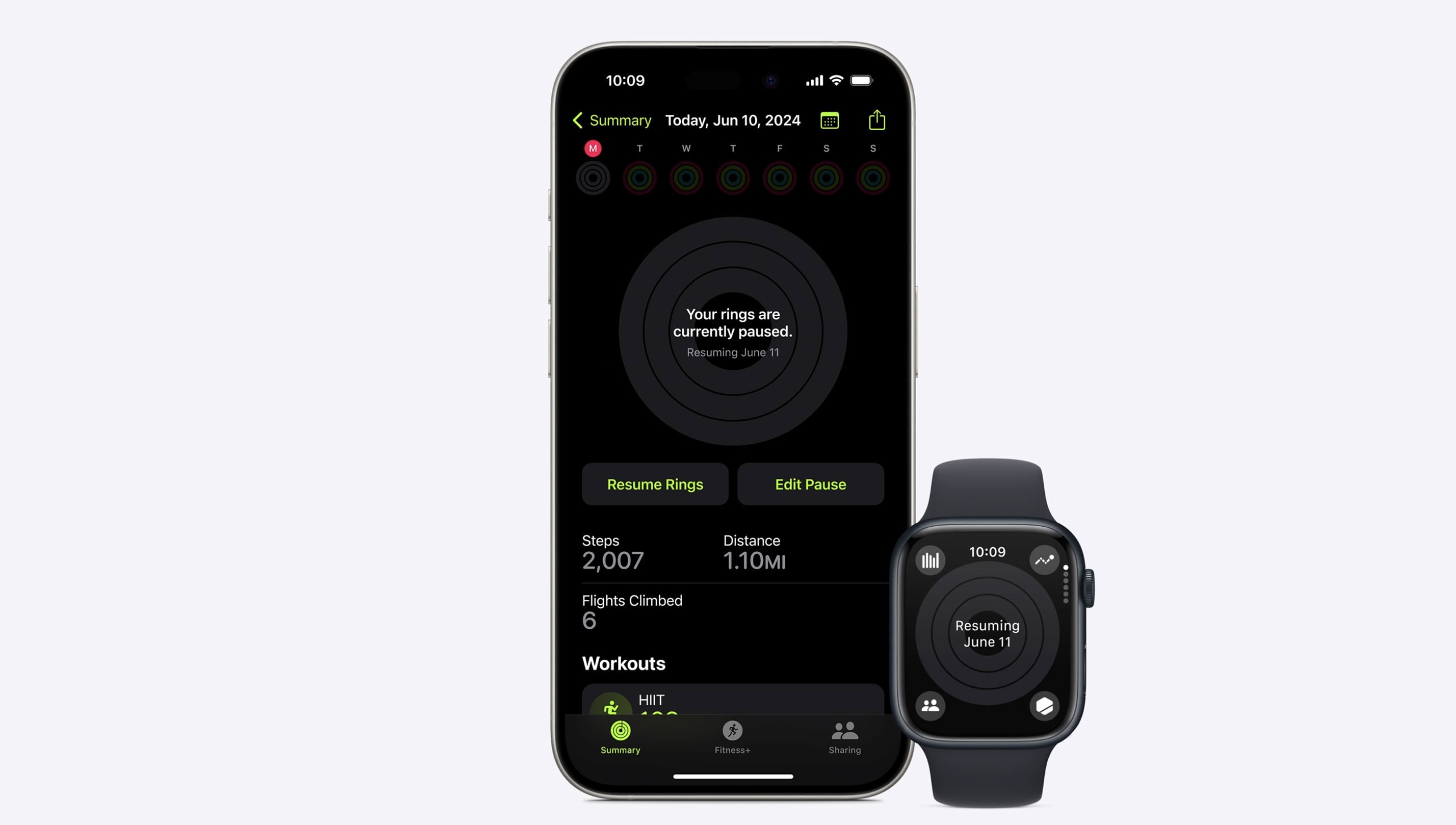 The new pause Activity Rings feature in watchOS 11