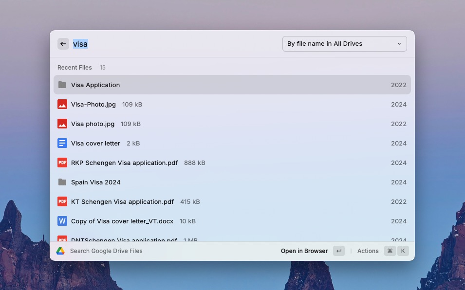 Raycast Google Drive extension
