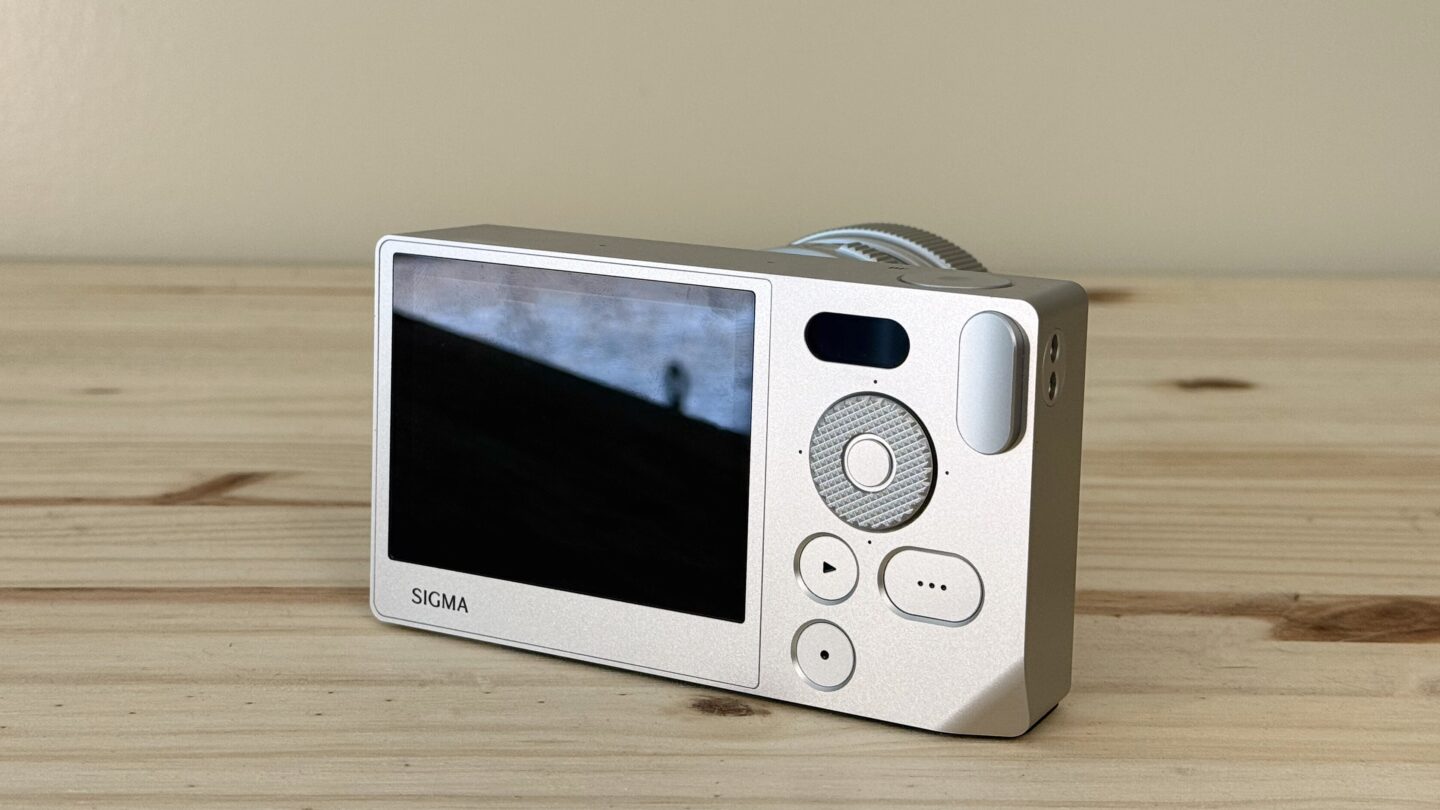 Rear of the Sigma BF on a pine table