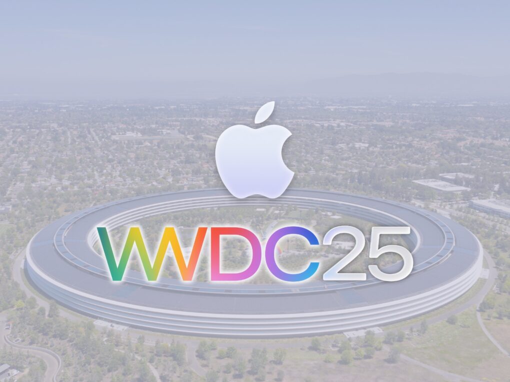 WWDC25 graphic over Apple Park